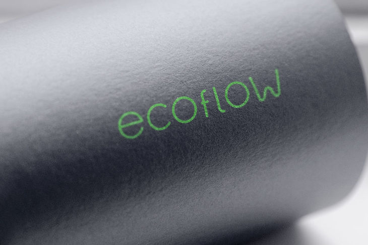 Логотип для магазина насосного оборудования ecoflow. Технология шелкографии