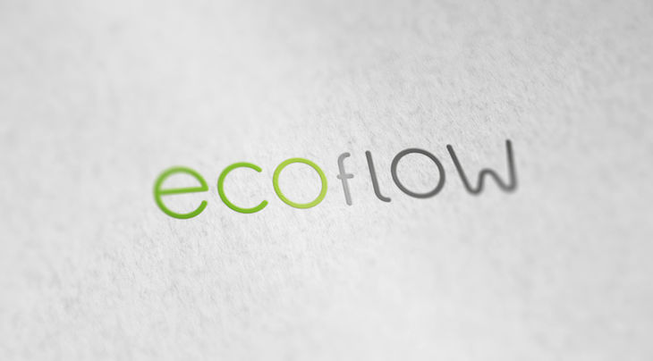 Логотип для магазина насосного оборудования ecoflow. Шелкография в два цвета