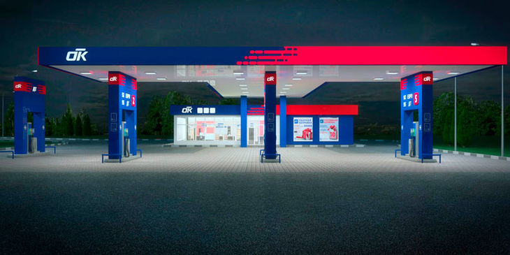 Визуализация ночного экстерьера для сети автозаправок ОТК