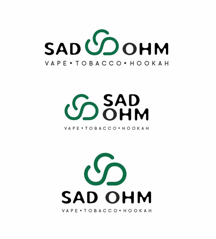 Логотип для магазина табака, вейпов и кальянов Sad Ohm. Варианты композиций
